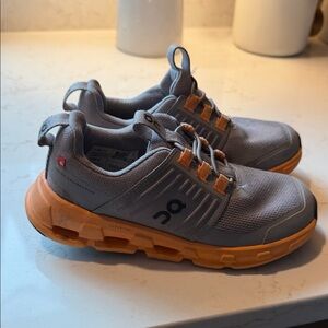 On Running Kids Sneakers in Gray and Orange